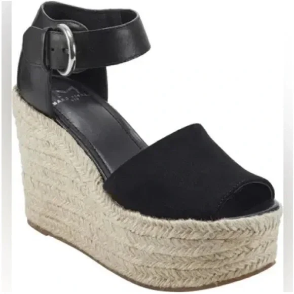 Marc Fisher LTD Alita Espadrille Wedge Sandals in Black Size 10 - Picture 1 of 10